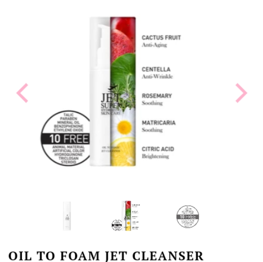 Jet Super hydrating skincare oil to foam cleanser